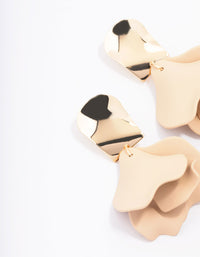Gold Acrylic Neutral Petal Drop Earrings - link has visual effect only