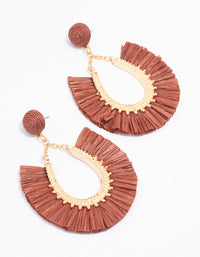 Gold Raffia Fan Drop Earrings - link has visual effect only