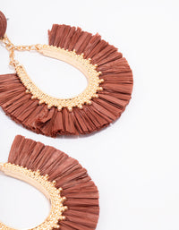 Gold Raffia Fan Drop Earrings - link has visual effect only