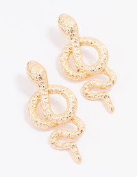 Gold Hammered Twisted Snake Drop Earrings - link has visual effect only