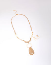 Gold Raffia Round Necklace & Earrings Set - link has visual effect only