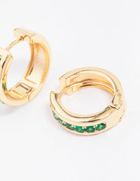 Gold Plated Cubic Zirconia Encased Huggie Earrings - link has visual effect only