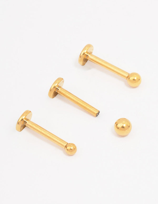 Gold Plated Titanium Graduating Ball Flat Back 3-Pack