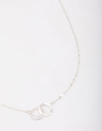 Silver Plated Interlocking Rings Cubic Zirconia Pendant Necklace - link has visual effect only