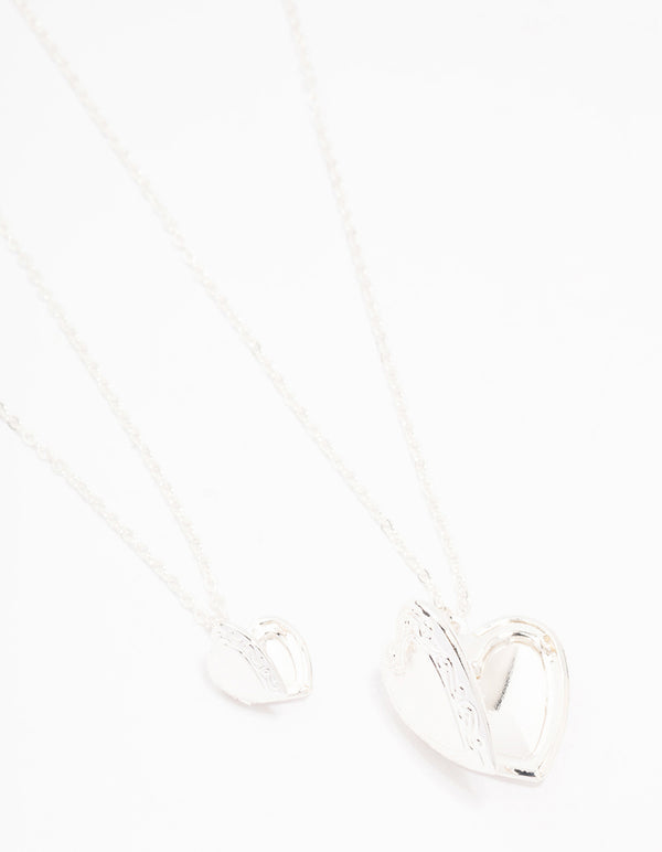 Silver Plated Ornate Heart Pendant Necklace Pack