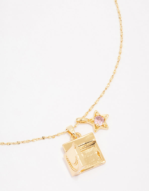 Gold Plated Moon Pendant Necklace