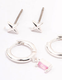 Silver Plated Barbie Baguette Earring 6-Pack - link has visual effect only