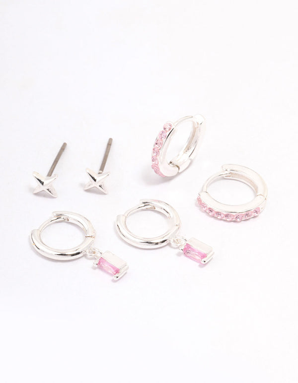 Silver Plated Barbie Baguette Earring 6-Pack
