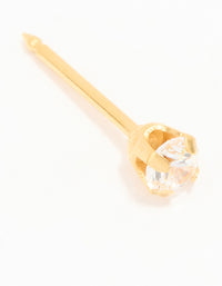 24KT Gold Plated Surgical Stainless Steel 3MM Cubic Zirconia Piercing Stud - link has visual effect only