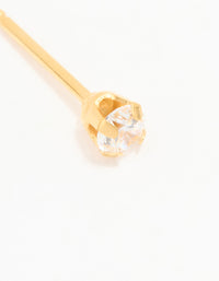 24KT Gold Plated Surgical Stainless Steel 3MM Cubic Zirconia Piercing Stud - link has visual effect only