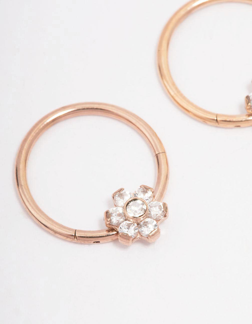 Rose Gold Plated Surgical Steel Small Flower Hoop Earrings