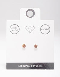 Sterling Silver Blush Czech Crystal Small Stud Earrings - link has visual effect only