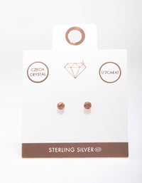 Rose Gold Plated Sterling Silver Czech Crystal Small Stud Earrings - link has visual effect only