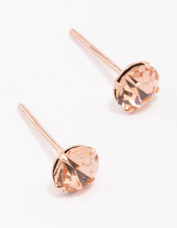 Rose Gold Plated Sterling Silver Czech Crystal Small Stud Earrings