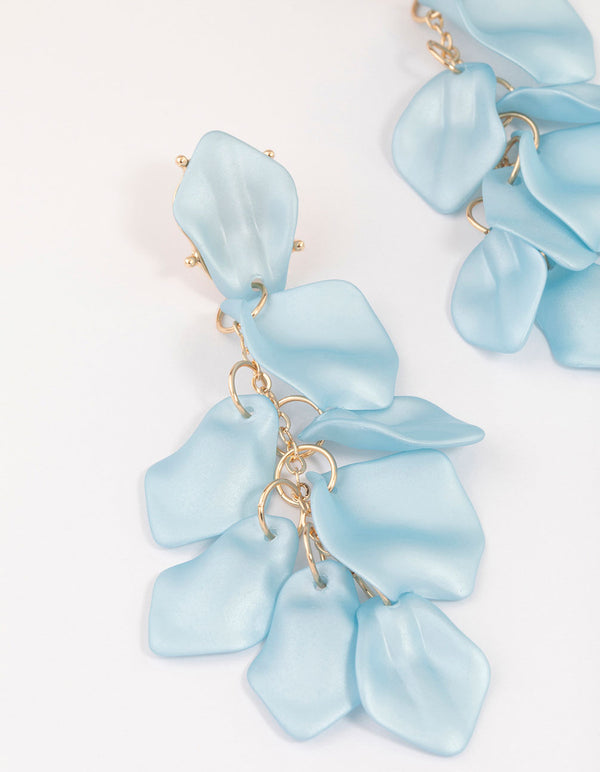 Blue Petal Drop Earrings