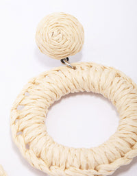 Cream Raffia Wrapped Circle Drop Earrings - link has visual effect only