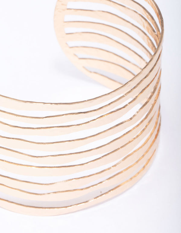 Gold Organic Bar Wrist Cuff