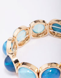 Gold Acrylic Blue Circle Stretch Bracelet - link has visual effect only