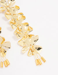 Gold Linear Petal Drop Earrings - link has visual effect only