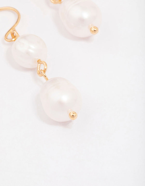 Gold Freshwater Pearl Drop Earrings