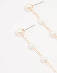 Rose Gold Plated Freshwater Pearl Long Drop Earrings - link has visual effect only