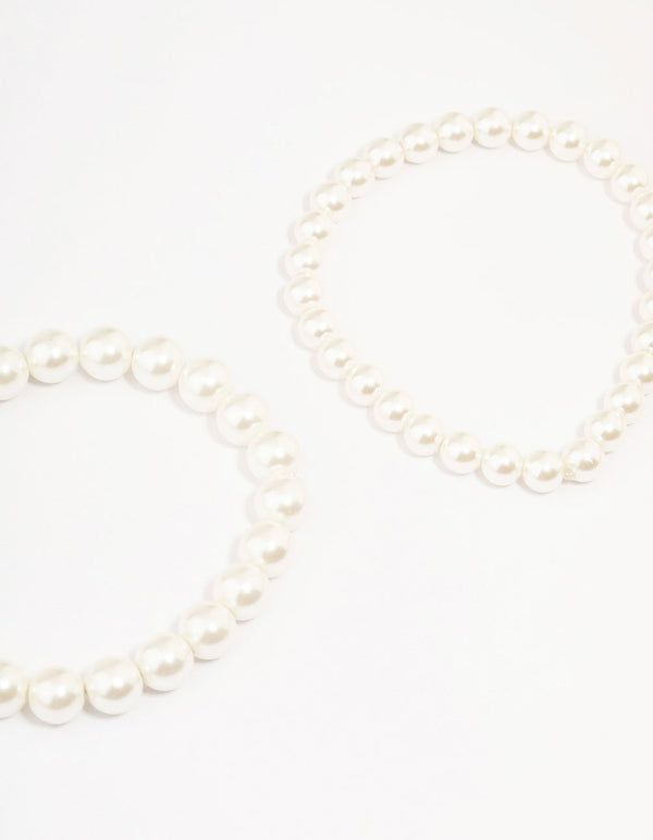 Gold Plated Freshwater Pearl Strand  Bracelets 3-Pack