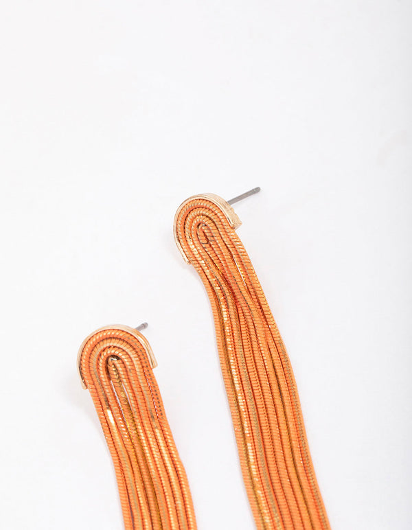 Gold Waterfall Cup Chain Drop Earrings