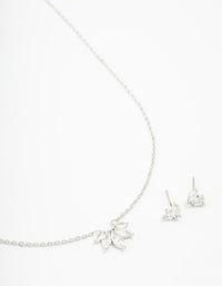 Silver Cubic Zirconia Marquise Jewellery Set - link has visual effect only