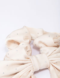 Neutral Fabric Bow Diamante Studded Scrunchie - link has visual effect only