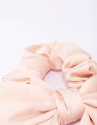 Blush Satin Bow Fabric Scrunchie - link has visual effect only