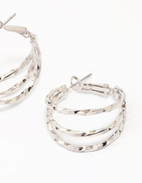 Silver Triple Row Smooth Hoop Earrings - link has visual effect only