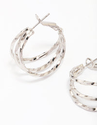 Silver Triple Row Smooth Hoop Earrings - link has visual effect only