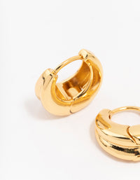 Gold Plated Brass Ribbed Hoop Earrings - link has visual effect only