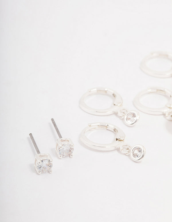 Silver Plated Brass  Freshwater Pearl Earring 4-Pack