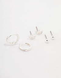 Silver Plated Brass  Cubic Zirconia Marquise Earring 3-Pack - link has visual effect only