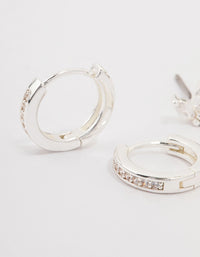 Silver Plated Brass  Cubic Zirconia Marquise Earring 3-Pack - link has visual effect only