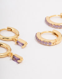 Gold Plated Brass Barbie Baguette Hoop Earring 3-Pack - link has visual effect only