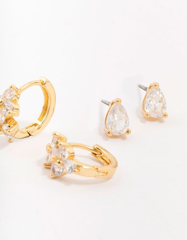 Gold Plated Brass North Star Earring 3-Pack