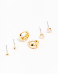 Gold Plated Brass Mini Hoop Earring 3-Pack - link has visual effect only
