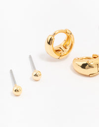 Gold Plated Brass Mini Hoop Earring 3-Pack - link has visual effect only