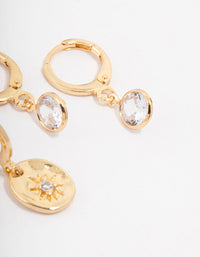 Gold Plated Brass Molten Star Drop Earring 3-Pack - link has visual effect only