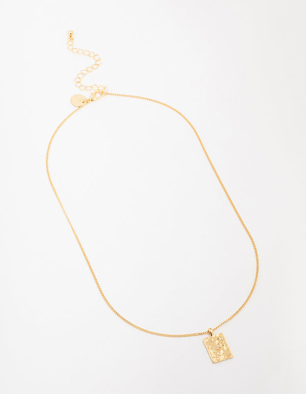 Gold Plated Brass Organic Rectangular Star Pendant Necklace