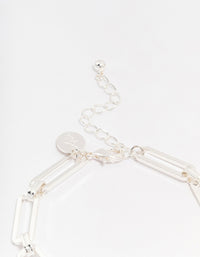 Silver Plated Brass  Stretch Rectangular Link Bracelet - link has visual effect only