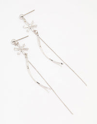 Silver Cubic Zirconia Double Flower Drop Earrings - link has visual effect only