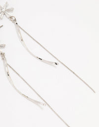 Silver Cubic Zirconia Double Flower Drop Earrings - link has visual effect only