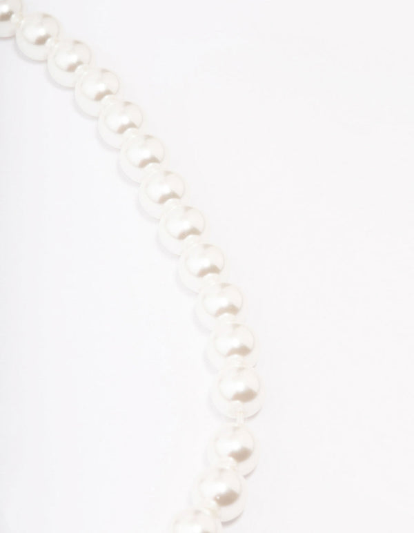 Silver Cubic Zirconia Pearl Y-Shape Necklace