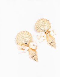 Gold Genuine Shell Stud Square Drop Earrings - link has visual effect only