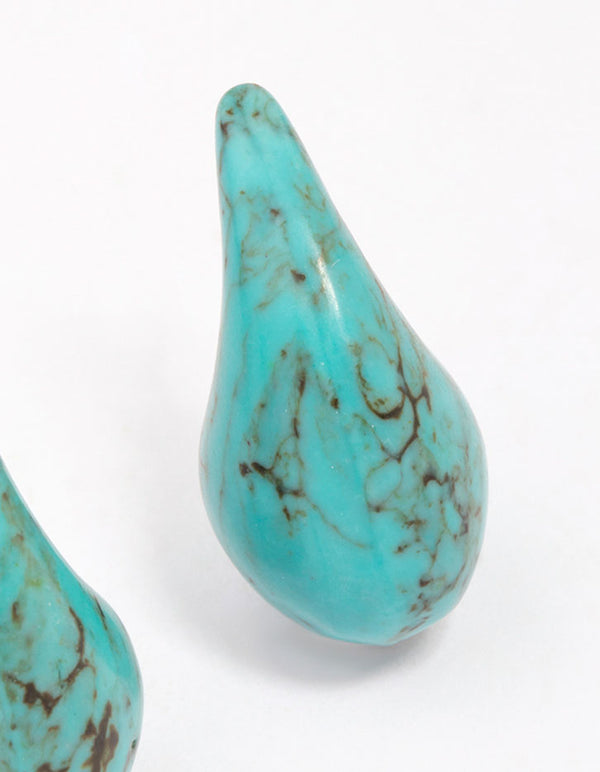 Blue Semi-Precious Teardrop Stud Earrings