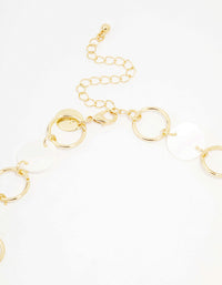 Gold Disc Link Choker Necklace - link has visual effect only