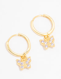 Gold Plated Sterling Silver Cubic Zirconia Butterfly Earrings - link has visual effect only